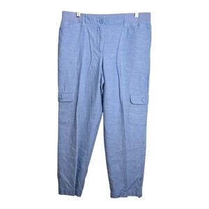 Talbots Womens‎ Light Blue Cargo Capri Pants Size 6 Elastic Waist